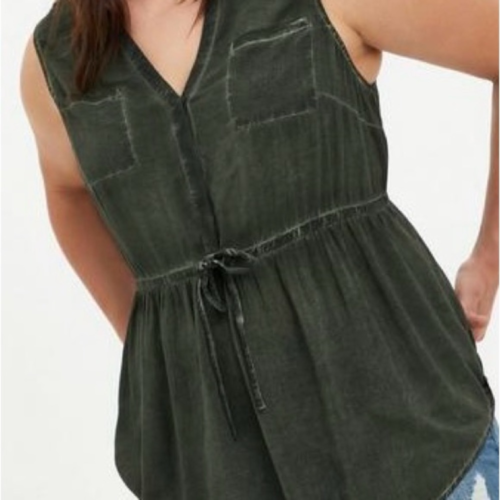 Torrid Emma Babydoll Challis Tunic Top Olive Mineral Wash Size 2